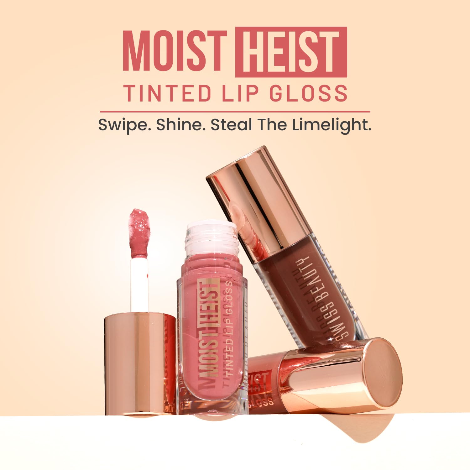 Swiss Beauty Moist Heist Tinted Lip Gloss | Colour + Shine | Moisturises | With Vitamin E | Non-Sticky | Long-Lasting | Shade- 5. Raspberry Alert, 4.8g - View 5 of 5