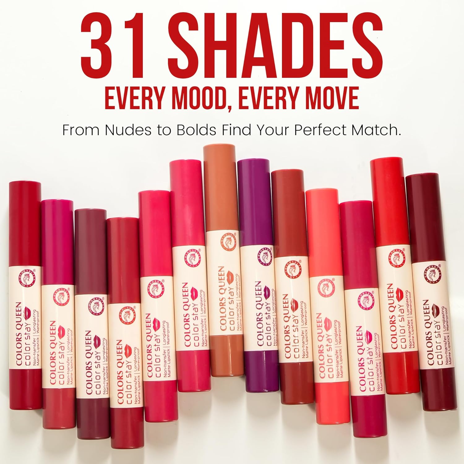 Colors Queen Color Stay Matte Lipstick | Highly Pigmented with Smooth One Swipe Application | Ultra Matte Finish | Smudge Proof & Waterproof | Long Lasting Lipstick for Women (Cool Nude, 2.1 g (Pack of 1)) - View 2 of 6