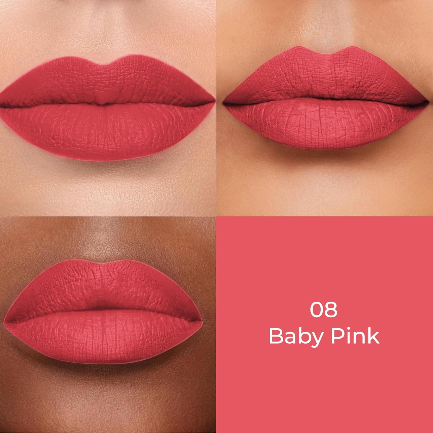 Queen Color Stay Matte Lipstick | Highly Pigmented with Smooth One Swipe Application | Ultra Matte Finish | Smudge Proof & Waterproof | Long Lasting Lipstick for Women (08 - Baby Pink, 2.1g) - View 7 of 7