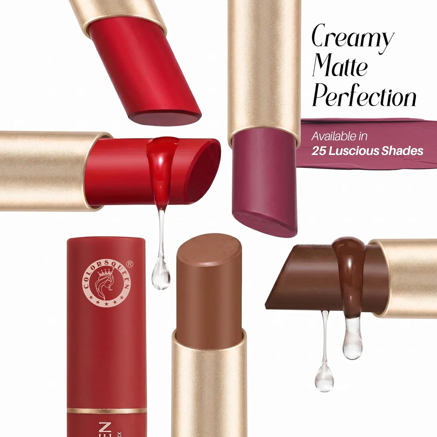 Colors Queen Luscious Lips - Non Transfer Creamy Matte Lipstick | Highly Pigmented with Smooth Application | Long Lasting Lipstick Waterproof | Smudge Proof Lipstick for Women (12 - Bride Maroon - 3.5g) - View 2 of 7