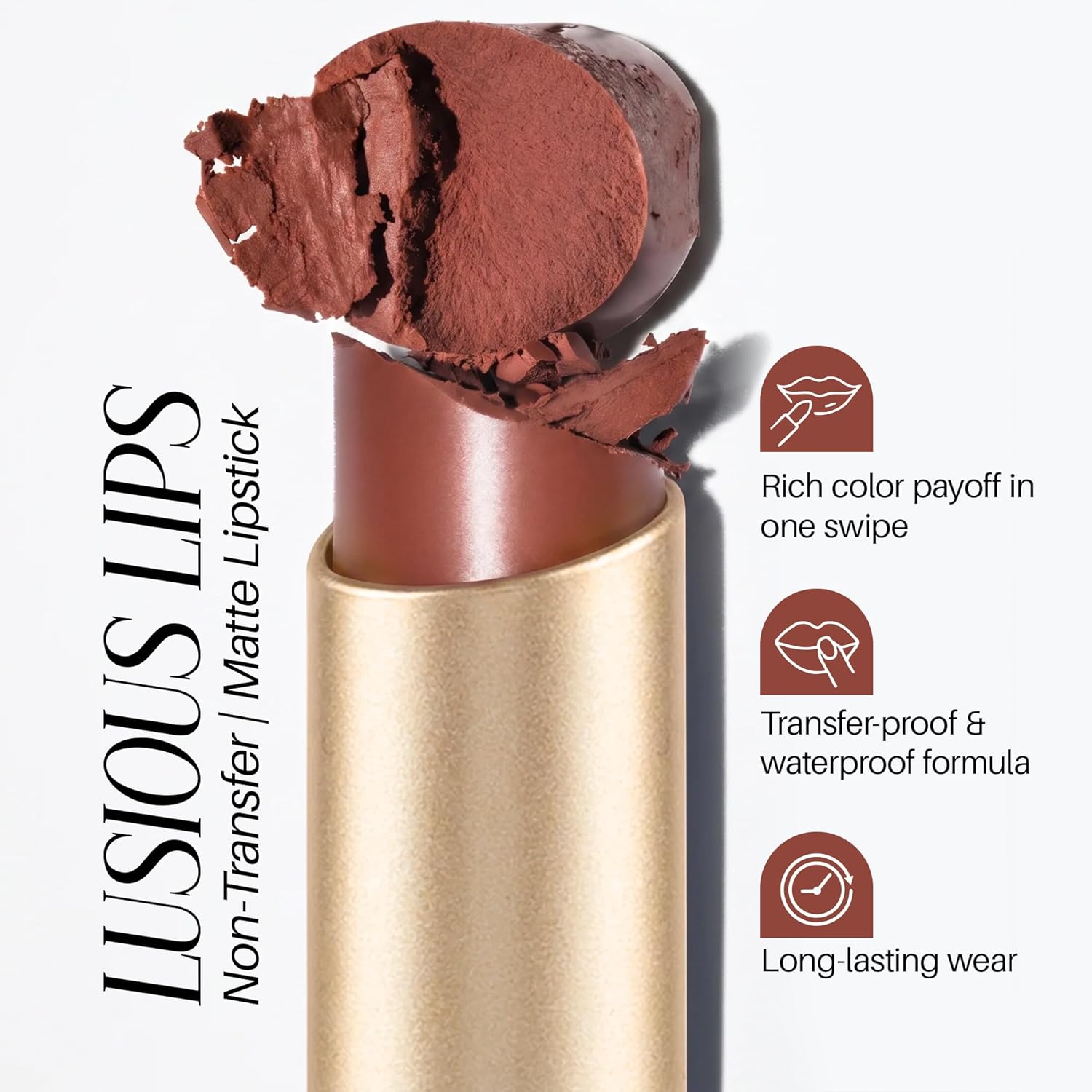 Colors Queen Luscious Lips - Non Transfer Creamy Matte Lipstick | Highly Pigmented with Smooth Application | Long Lasting Lipstick Waterproof | Smudge Proof Lipstick for Women (12 - Bride Maroon - 3.5g) - View 4 of 7