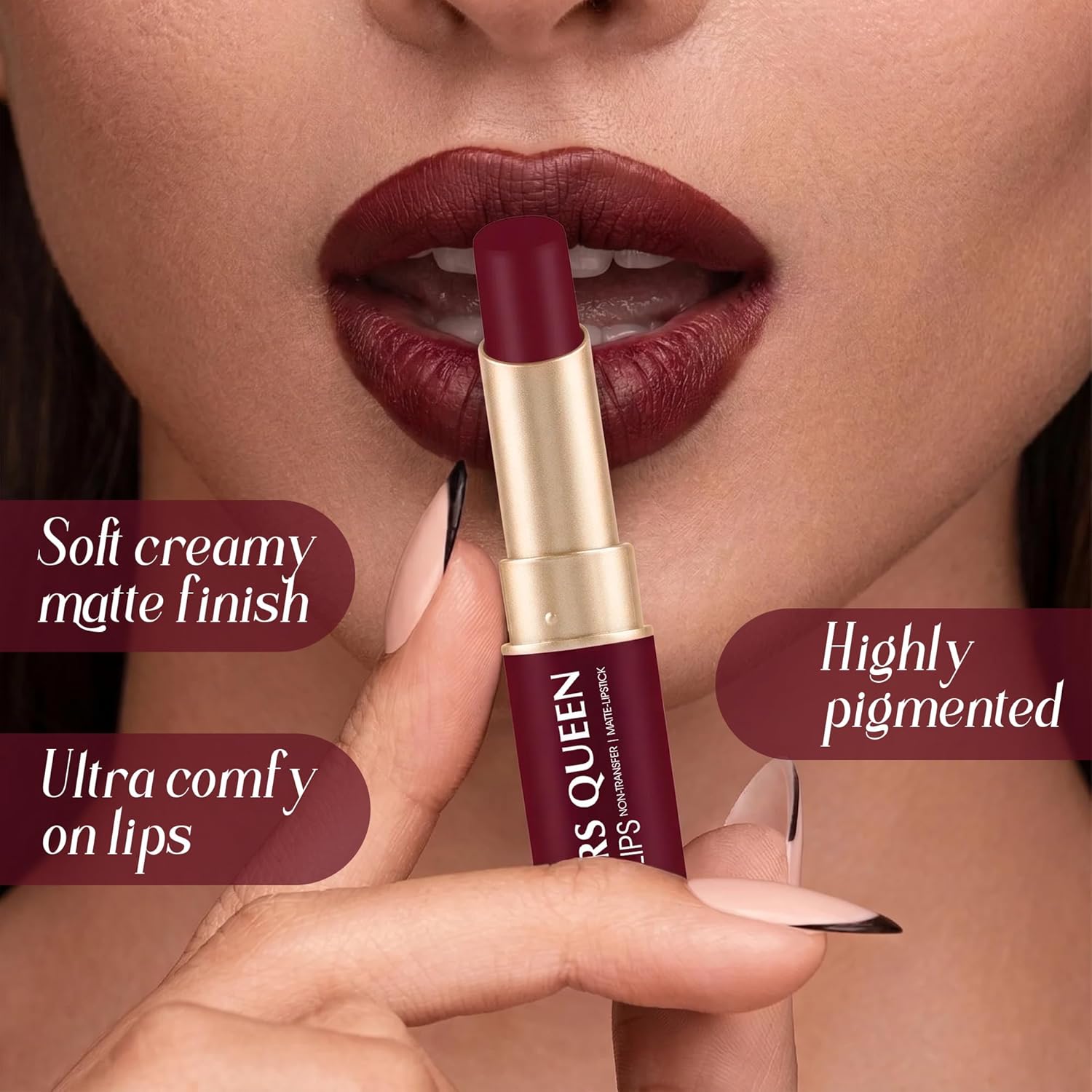 Colors Queen Luscious Lips - Non Transfer Creamy Matte Lipstick | Highly Pigmented with Smooth Application | Long Lasting Lipstick Waterproof | Smudge Proof Lipstick for Women (18 - Bunch Nude - 3.5g) - View 7 of 8