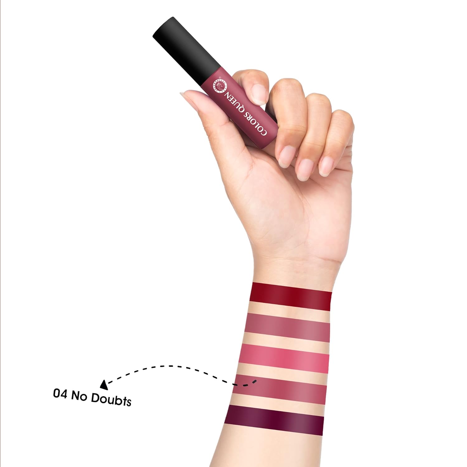 Colors Queen Mellow Matte Lip Cream, Long Wear Liquid Matte Lipstick, Velvety Soft Finish, Weightless Formula, Long Lasting Lipstick for Women (04 - No Doubts) - View 5 of 5