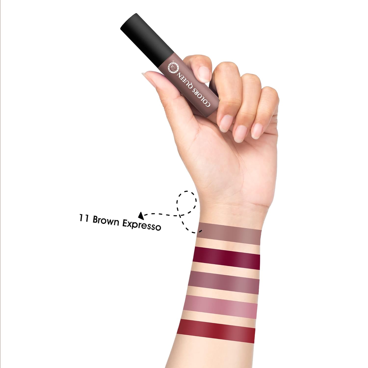 Colors Queen Mellow Matte Lip Cream, Long Wear Liquid Matte Lipstick, Velvety Soft Finish, Weightless Formula, Long Lasting Lipstick for Women (11 - Brown Espresso) - View 5 of 5