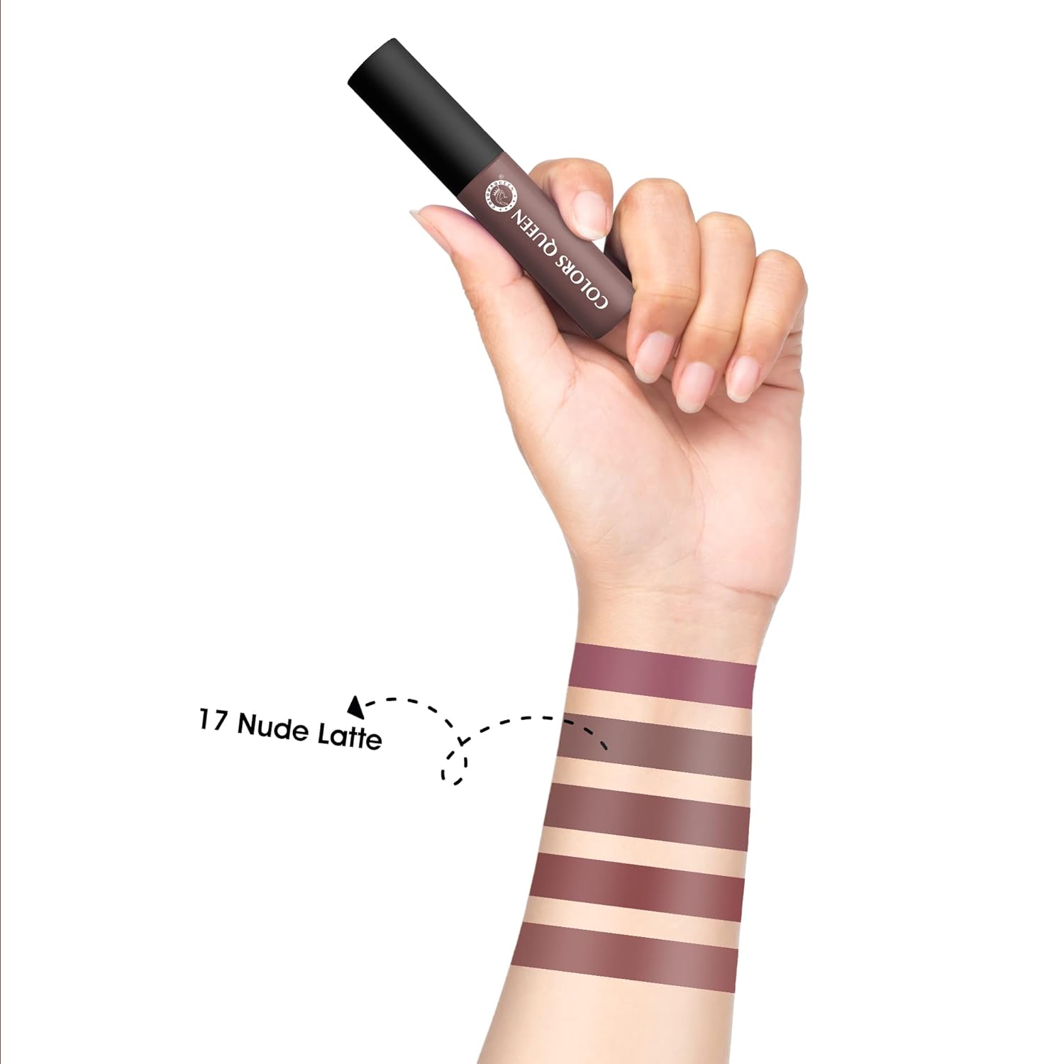 Colors Queen Mellow Matte Lip Cream, Long Wear Liquid Matte Lipstick, Velvety Soft Finish, Weightless Formula, Long Lasting Lipstick for Women (17 - Nude Latte) - View 5 of 5