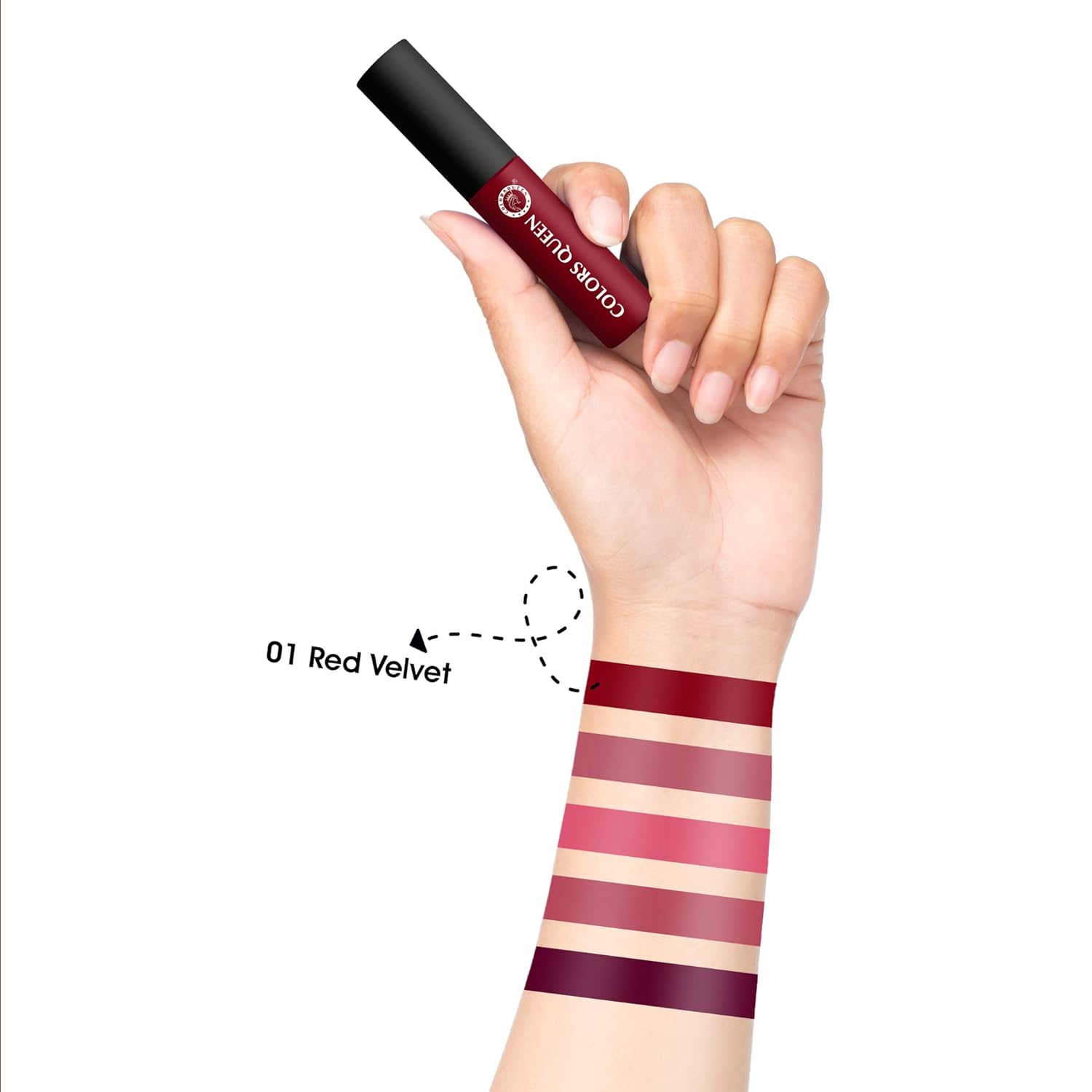 Colors Queen Mellow Matte Lip Cream, Long Wear Liquid Matte Lipstick, Velvety Soft Finish, Weightless Formula, Long Lasting Lipstick, for Women (01- Red Velvet) - View 5 of 5