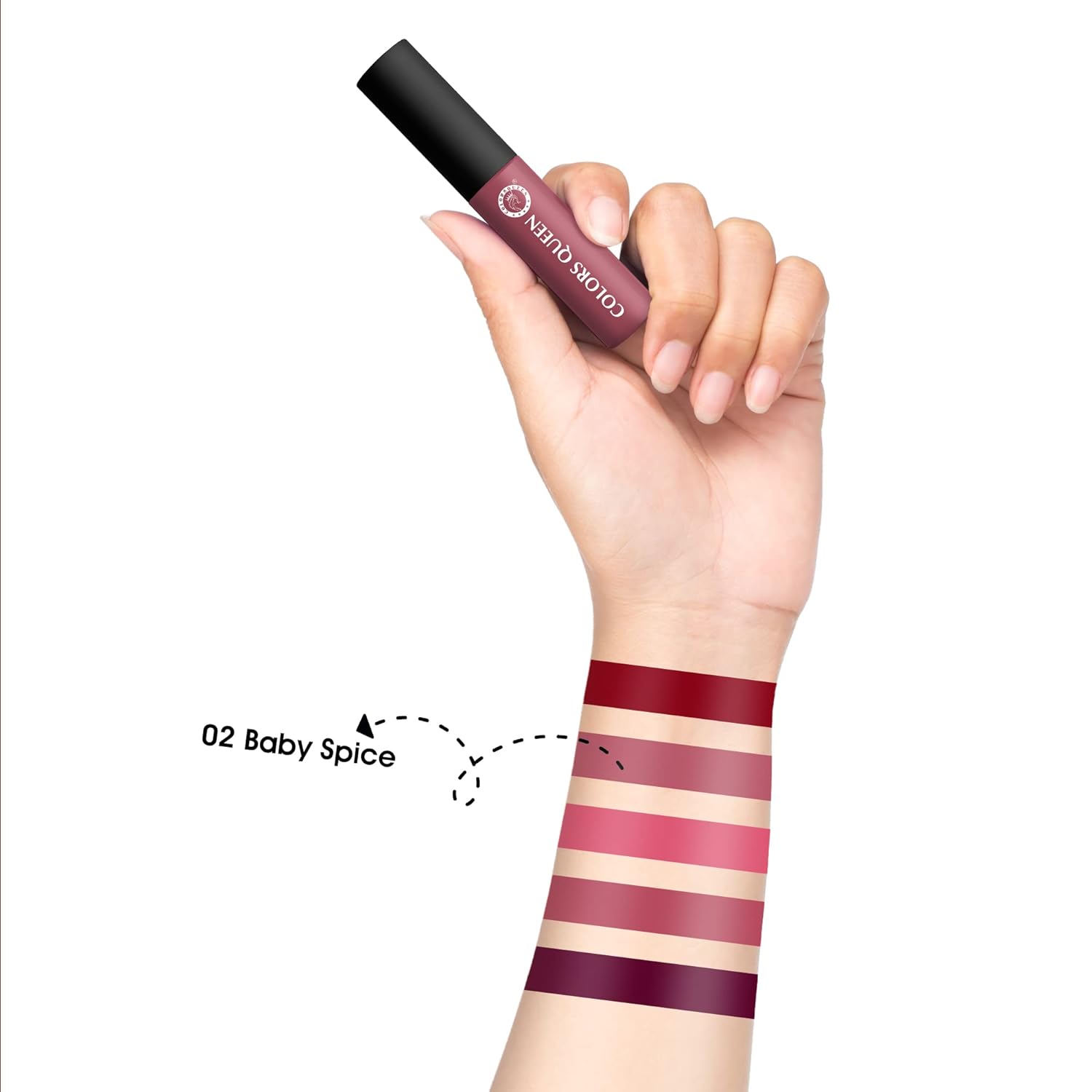 Colors Queen Mellow Matte Lip Cream, Long Wear Liquid Matte Lipstick, Velvety Soft Finish, Weightless Formula, Long Lasting Lipstick for Women (02 - Baby Spice) - View 5 of 5
