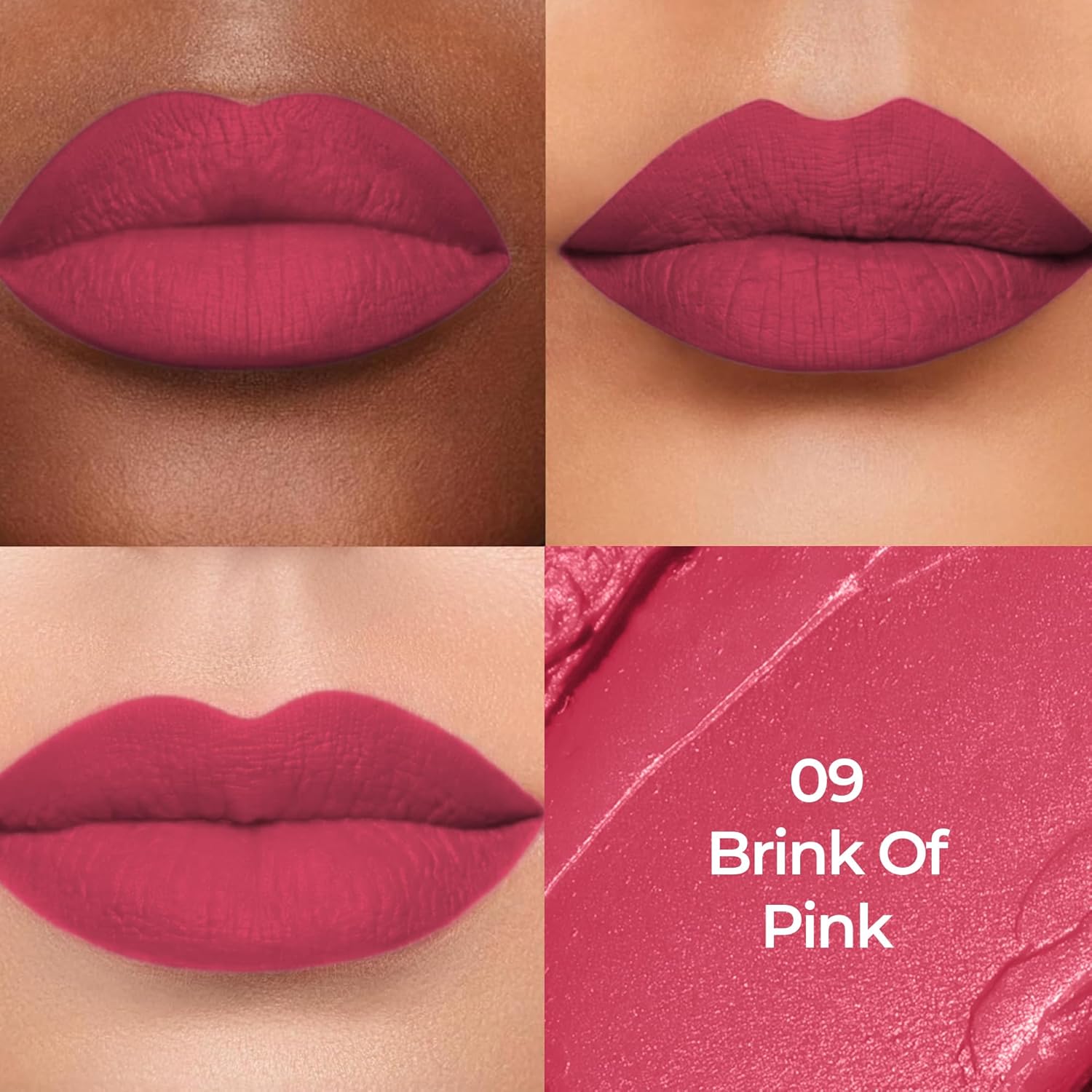 Colors Queen Luxury Matte Non Transfer Lipstick - 09 Brink of Pink, 4g | Highly Pigmented, Single Stroke Application, Ultra Matte Long Lasting | Smudge Proof & Waterproof Lipstick for Women - View 7 of 7