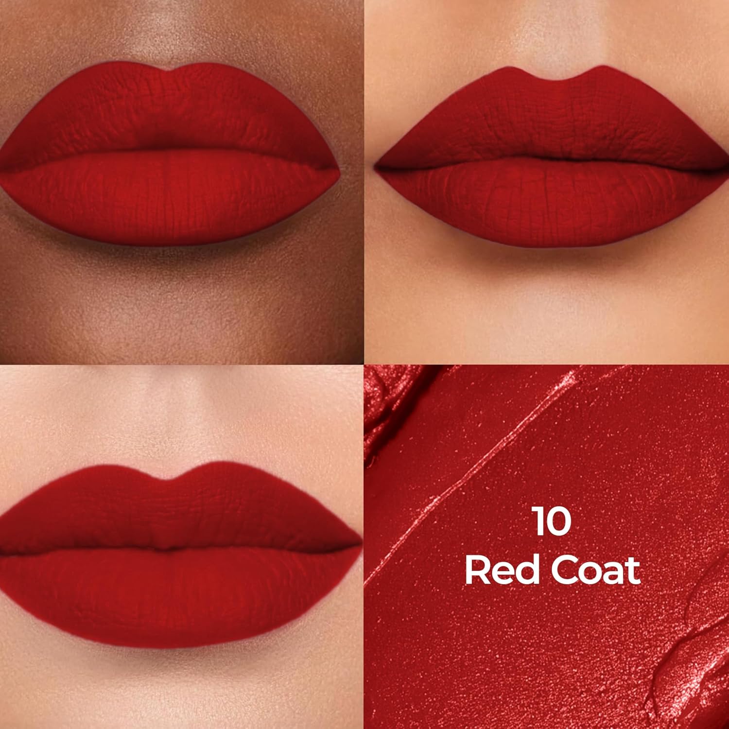 Colors Queen Luxury Matte Non Transfer Lipstick - 10 Red Coat, 4g | Highly Pigmented, Single Stroke Application, Ultra Matte Long Lasting | Smudge Proof & Waterproof Lipstick for Women - View 7 of 7