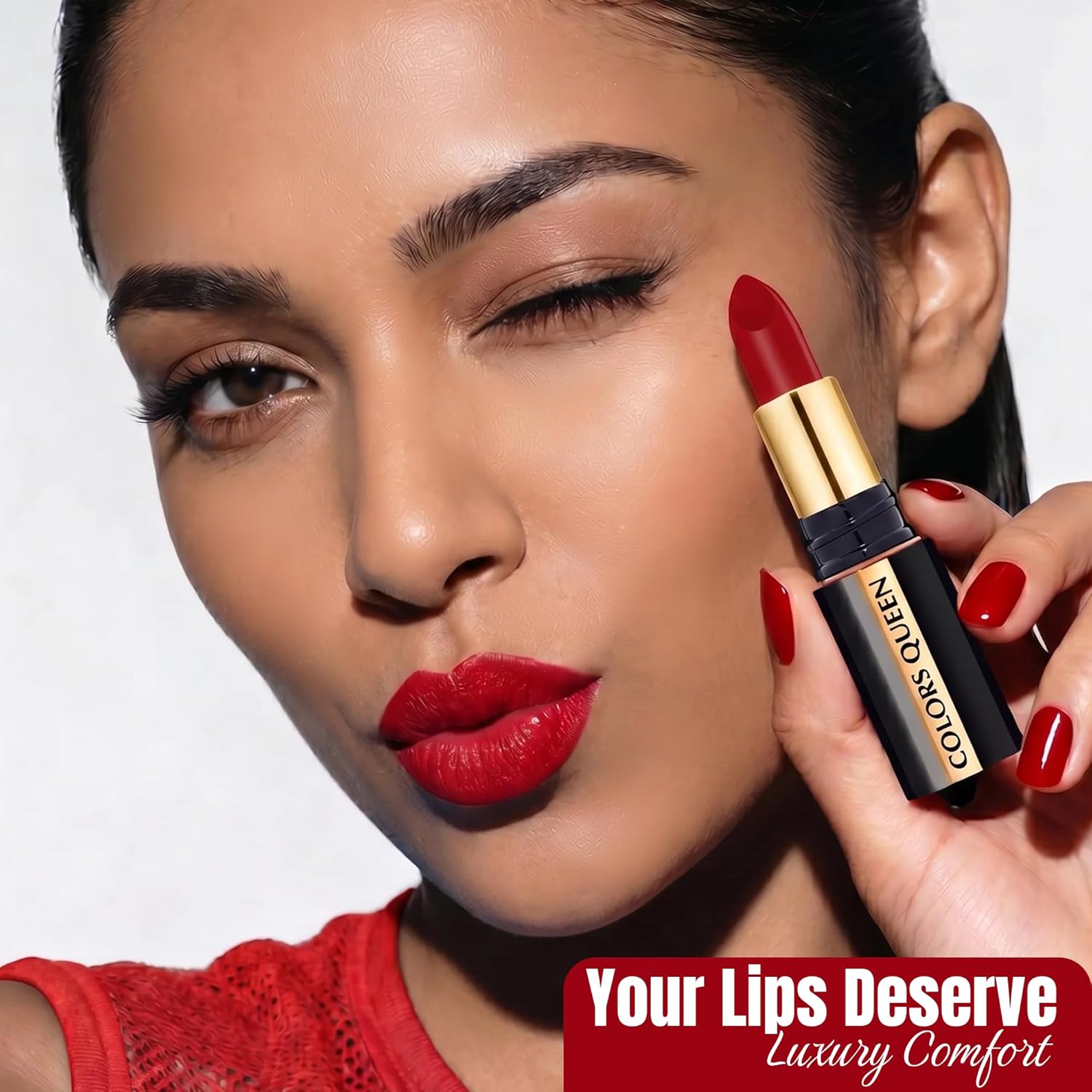 Colors Queen Luxury Matte Non Transfer Lipstick - 11 Royal Rust Mehroon, 4g | Highly Pigmented, Single Stroke Application, Ultra Matte Long Lasting | Smudge Proof & Waterproof Lipstick for Women - View 3 of 7