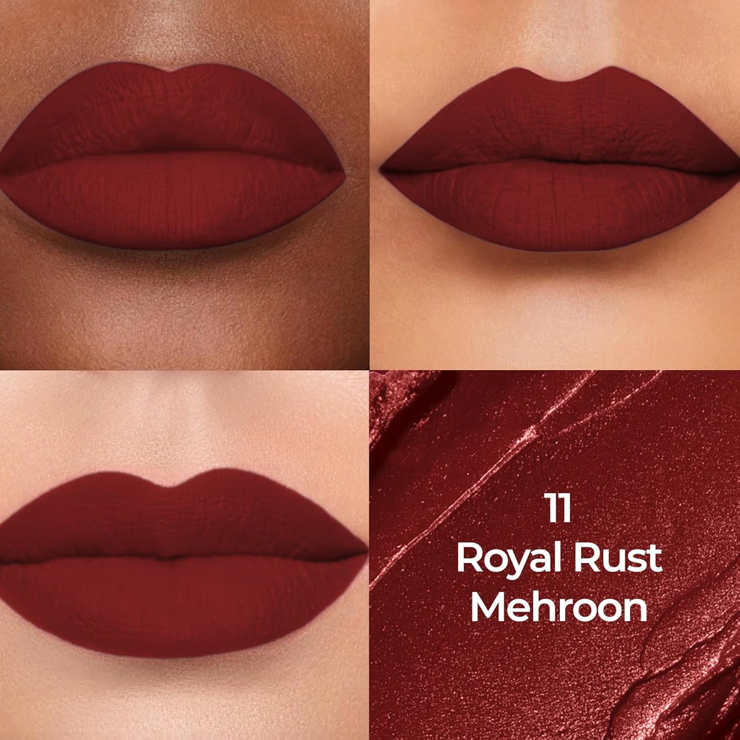 Colors Queen Luxury Matte Non Transfer Lipstick - 11 Royal Rust Mehroon, 4g | Highly Pigmented, Single Stroke Application, Ultra Matte Long Lasting | Smudge Proof & Waterproof Lipstick for Women - View 7 of 7