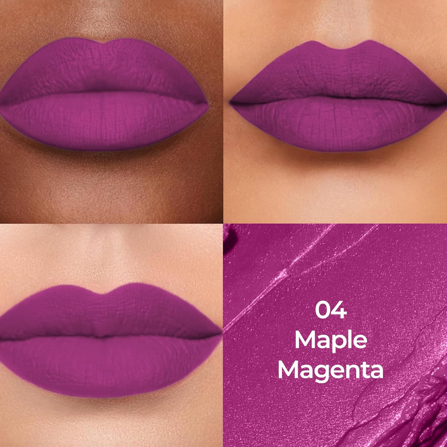 Colors Queen Luxury Matte Non Transfer Lipstick - 04 Maple Magenta, 4g | Highly Pigmented, Single Stroke Application, Ultra Matte Long Lasting | Smudge Proof & Waterproof Lipstick for Women - View 7 of 7
