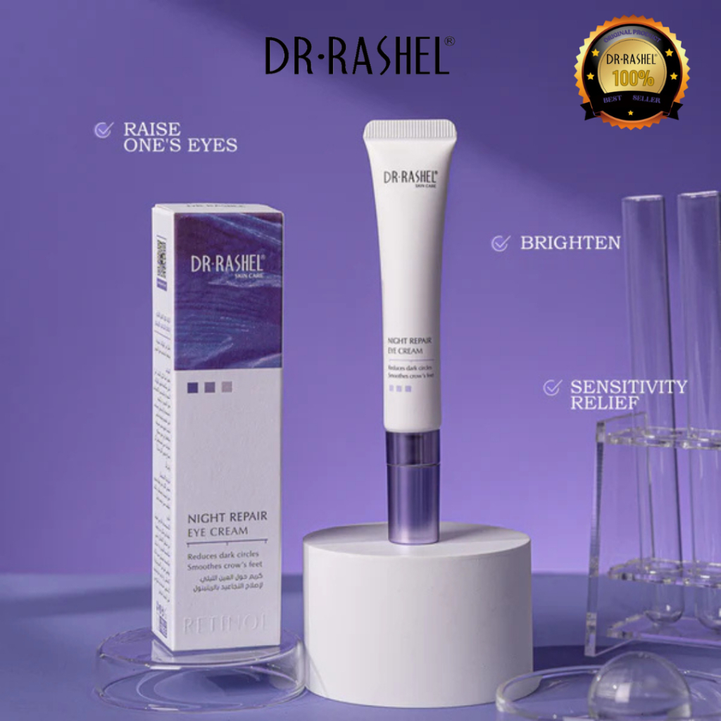 Dr Rashel Retinol Night Repair Eye Cream Anti Aging Dark Circles Puffiness Fine Lines Wrinkle Care Under Eye Treatment Hydrating Nourishing Skin Repair Night Use Gentle Eye Cream 20g Product - View 3 of 3
