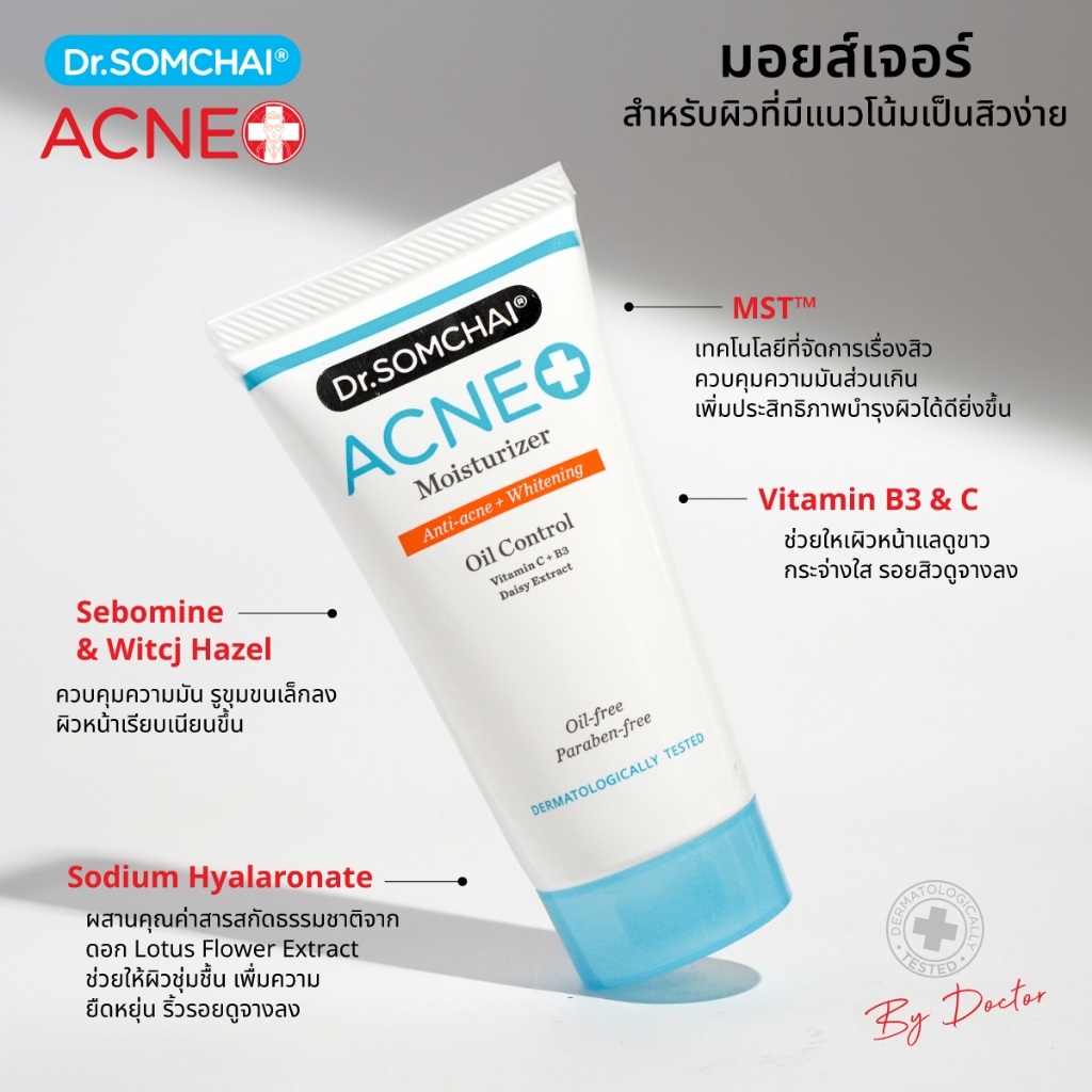Dr Somchai Acne Moisturizer 50 Clear Gel Facial Skin Care Oil Control Anti Acne Soothing Hydrating Gel Cream Redness Relief Lightweight Non Greasy Daily Use Skin Treatment 50g Product - View 3 of 3