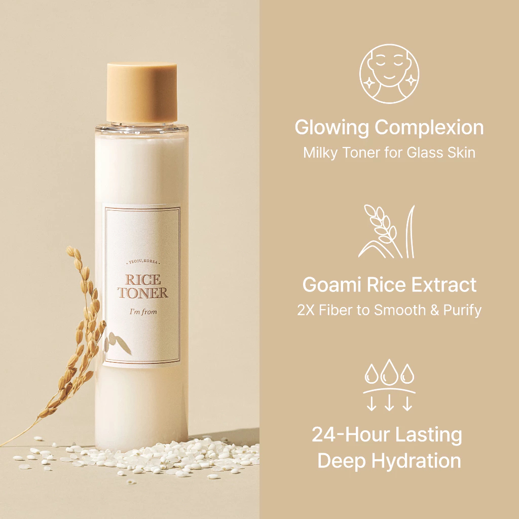I'm From Rice Toner 150ml Hydrating and Brightening Korean Facial Toner for Moisturizing, Smoother Texture, Glowing Skin, Lightweight Daily Skincare, Nourishing Care, Refreshing Formula Suitable for All Skin Types - View 2 of 3