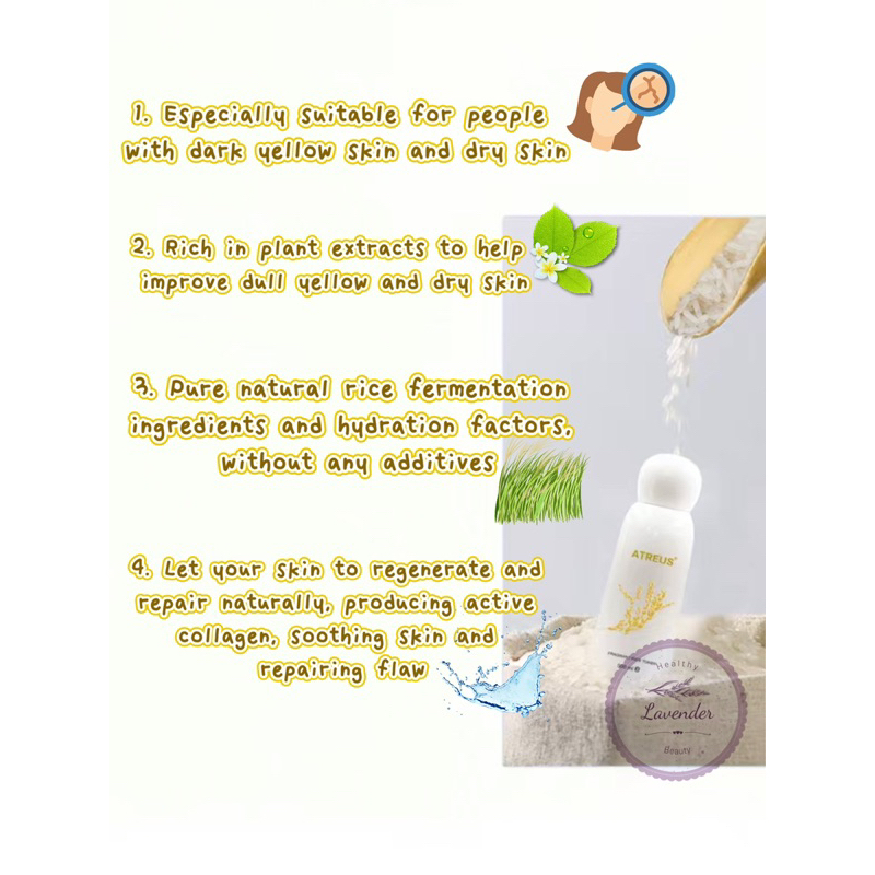ATREUS Thai Fragrant Rice Toner 500ml with 78% Rice Extract for Brightening, Moisturizing, Sensitive Skin Care, Hydrating, Smoother Texture, Refreshing Daily Facial Skincare Suitable for All Skin Types - View 3 of 3