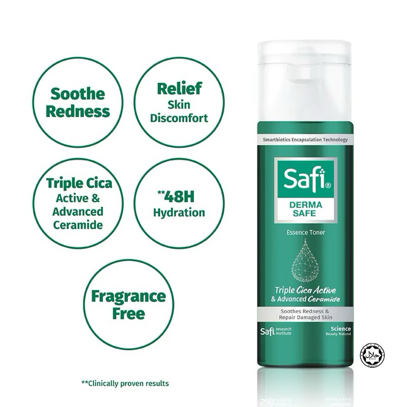 SAFI Dermasafe Cica & Ceramide Essence Toner 100ml with Cica & Ceramide for Skin Barrier Repair, Hydration, Soothing Sensitive Skin, Strengthening, Calming Redness, Daily Gentle Skincare Care - View 2 of 3