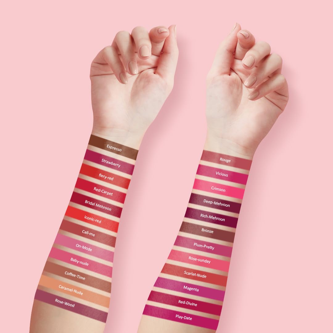 Colors Queen Hold Up Full Day Non-Transfer Matte Lipstick | Long Lasting and Weightless Formula | Intense Color Pay Off | Waterproof Lipstick for Women (115 - Strawberry, 4g) - View 3 of 6