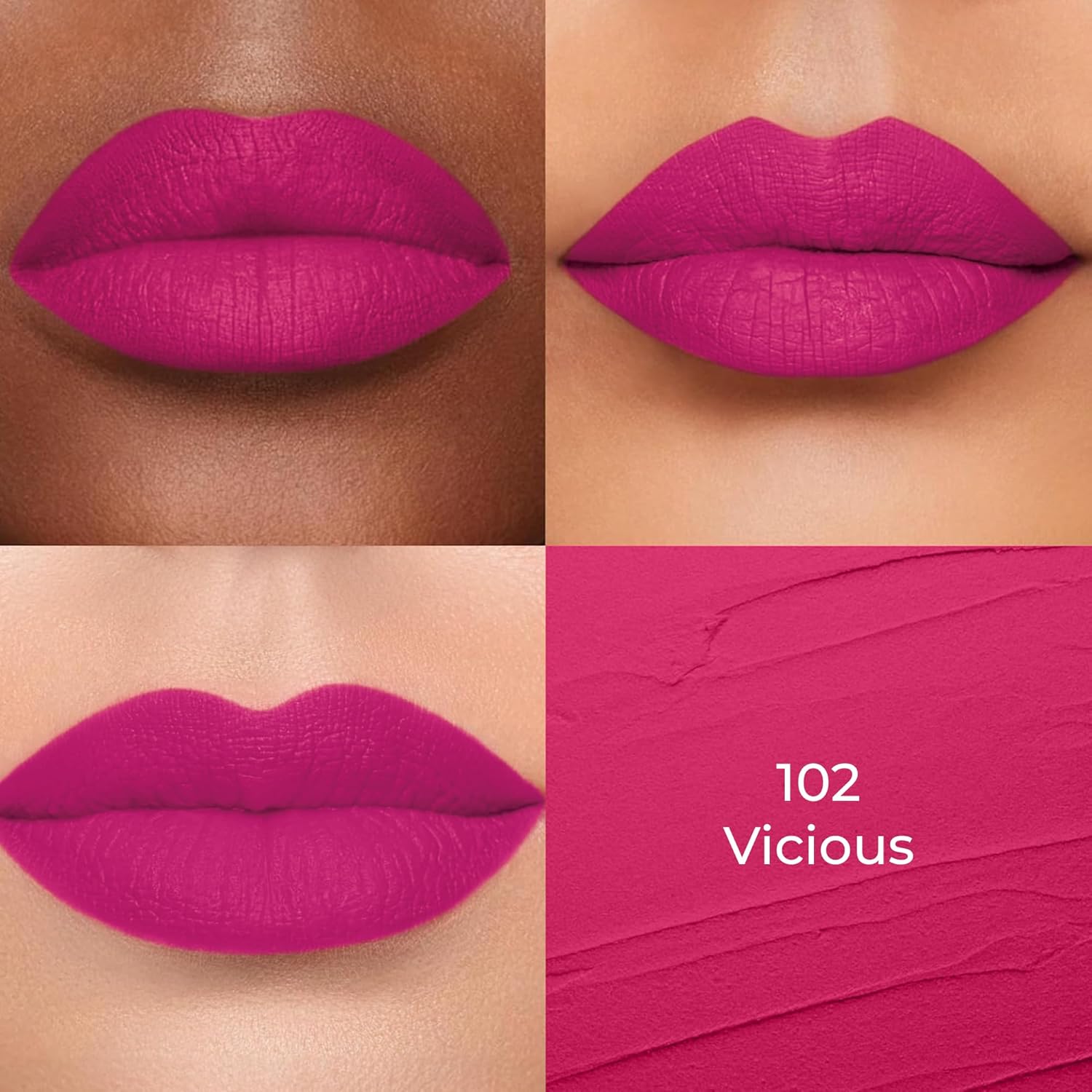 Colors Queen Hold Up Full Day Non-Transfer Matte Lipstick | Long Lasting and Weightless Formula | Intense Color Pay Off | Waterproof Lipstick for Women (102 - Vicious, 4g) - View 5 of 6