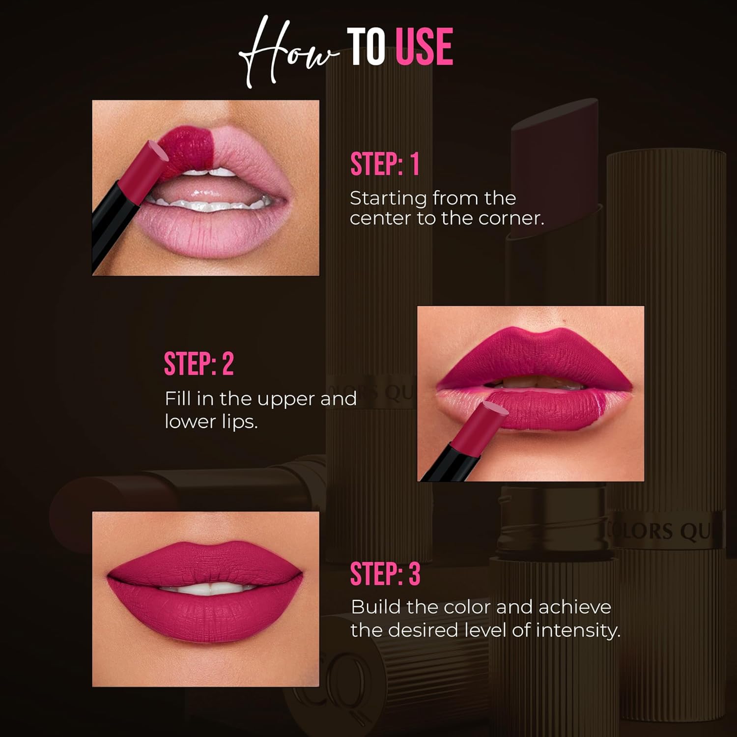 Colors Queen Hold Up Full Day Non-Transfer Matte Lipstick | Long Lasting and Weightless Formula | Intense Color Pay Off | Waterproof Lipstick for Women (103 - Red Divine, 4g) - View 2 of 6