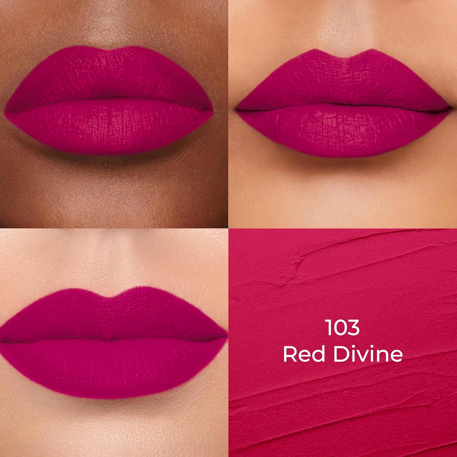 Colors Queen Hold Up Full Day Non-Transfer Matte Lipstick | Long Lasting and Weightless Formula | Intense Color Pay Off | Waterproof Lipstick for Women (103 - Red Divine, 4g) - View 4 of 6