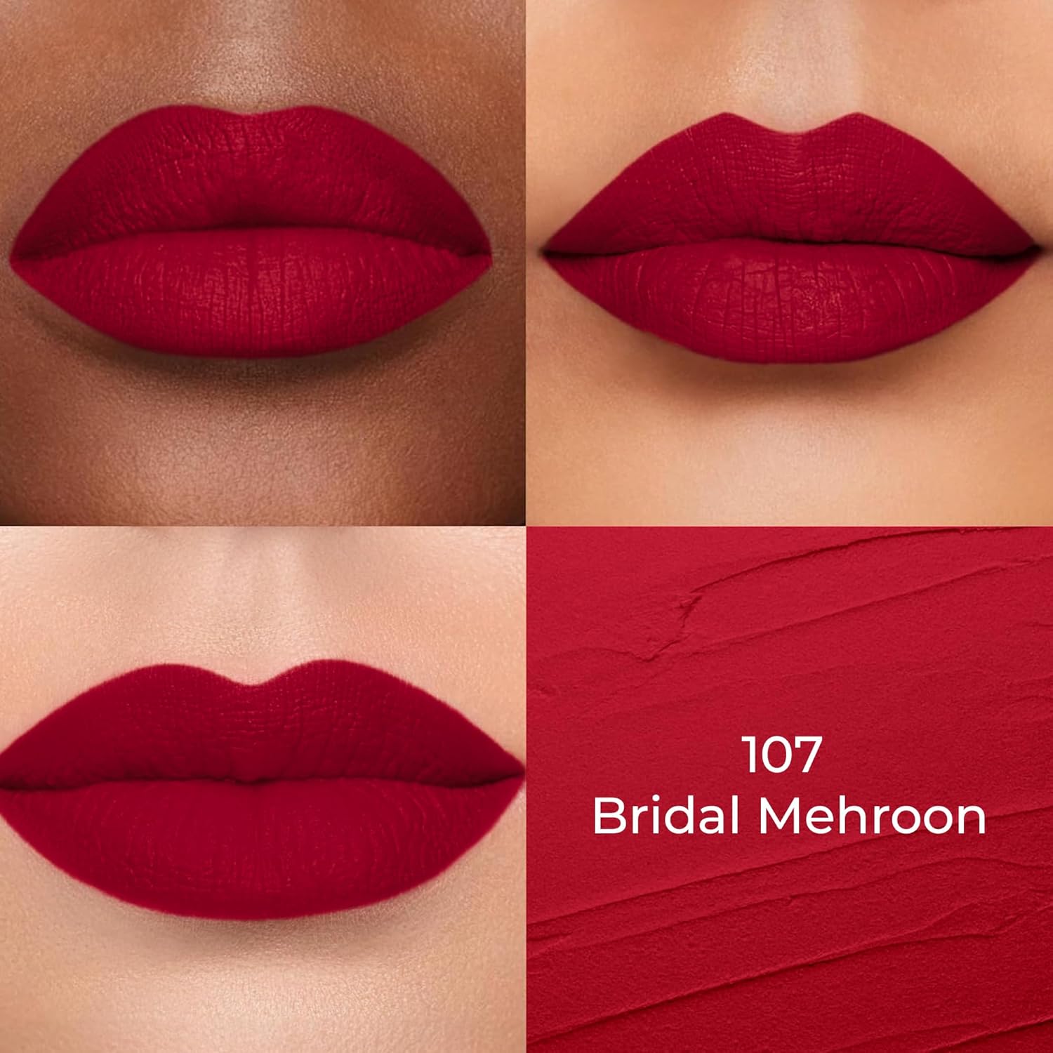 Colors Queen Hold Up Full Day Non-Transfer Matte Lipstick | Long Lasting and Weightless Formula | Intense Color Pay Off | Waterproof Lipstick for Women (107 - Bridal Mehroon, 4g) - View 4 of 6
