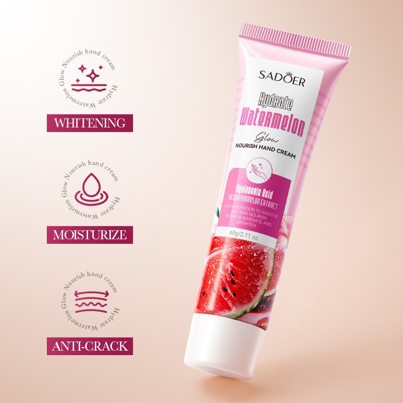 ROREC SADOER Watermelon Hyaluronic Acid Glow Nourish Hand Cream Deep Hydration Soothe Repair Rejuvenate 60g(FROM MALAYSIA) - View 2 of 3