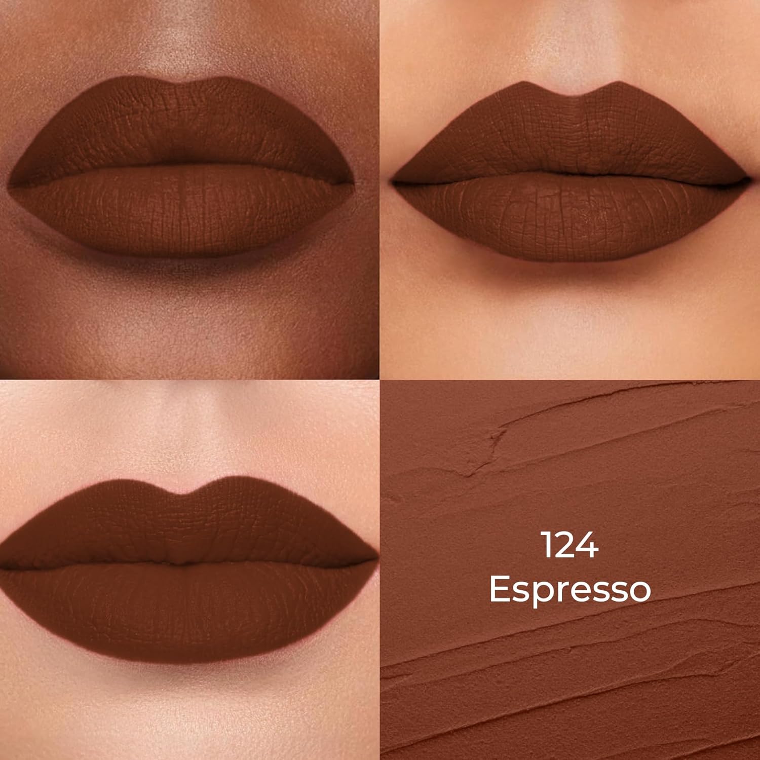 Colors Queen Hold Up Full Day Non-Transfer Matte Lipstick | Long Lasting and Weightless Formula | Intense Color Pay Off | Waterproof Lipstick for Women (124 - Espresso, 4g) - View 4 of 6