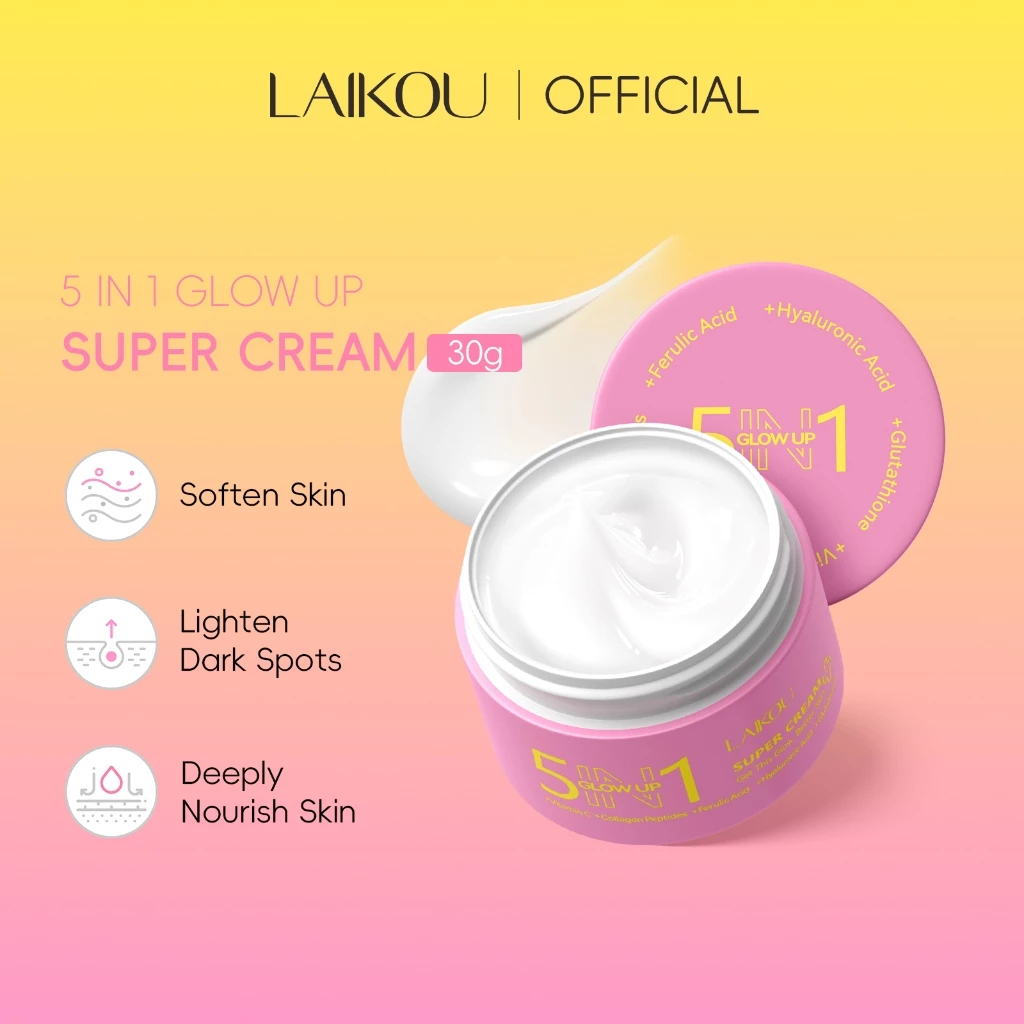 LAIKOU 5 In 1 Glow Up Super Cream Vitamin C Glutathione Hyaluronic Acid Deeply Nourish Skin Soften Skin 30g - View 2 of 3