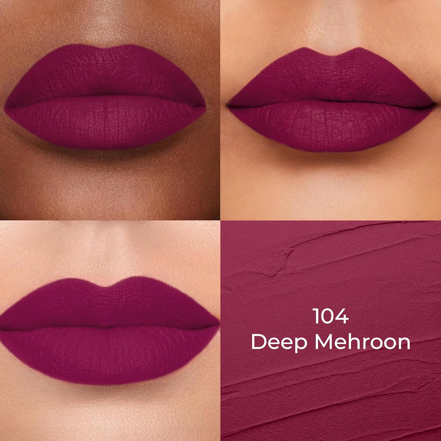 Colors Queen Hold Up Full Day Non-Transfer Matte Lipstick | Long Lasting and Weightless Formula | Intense Color Pay Off | Waterproof Lipstick for Women (104 - Deep Maroon, 4g) - View 4 of 6