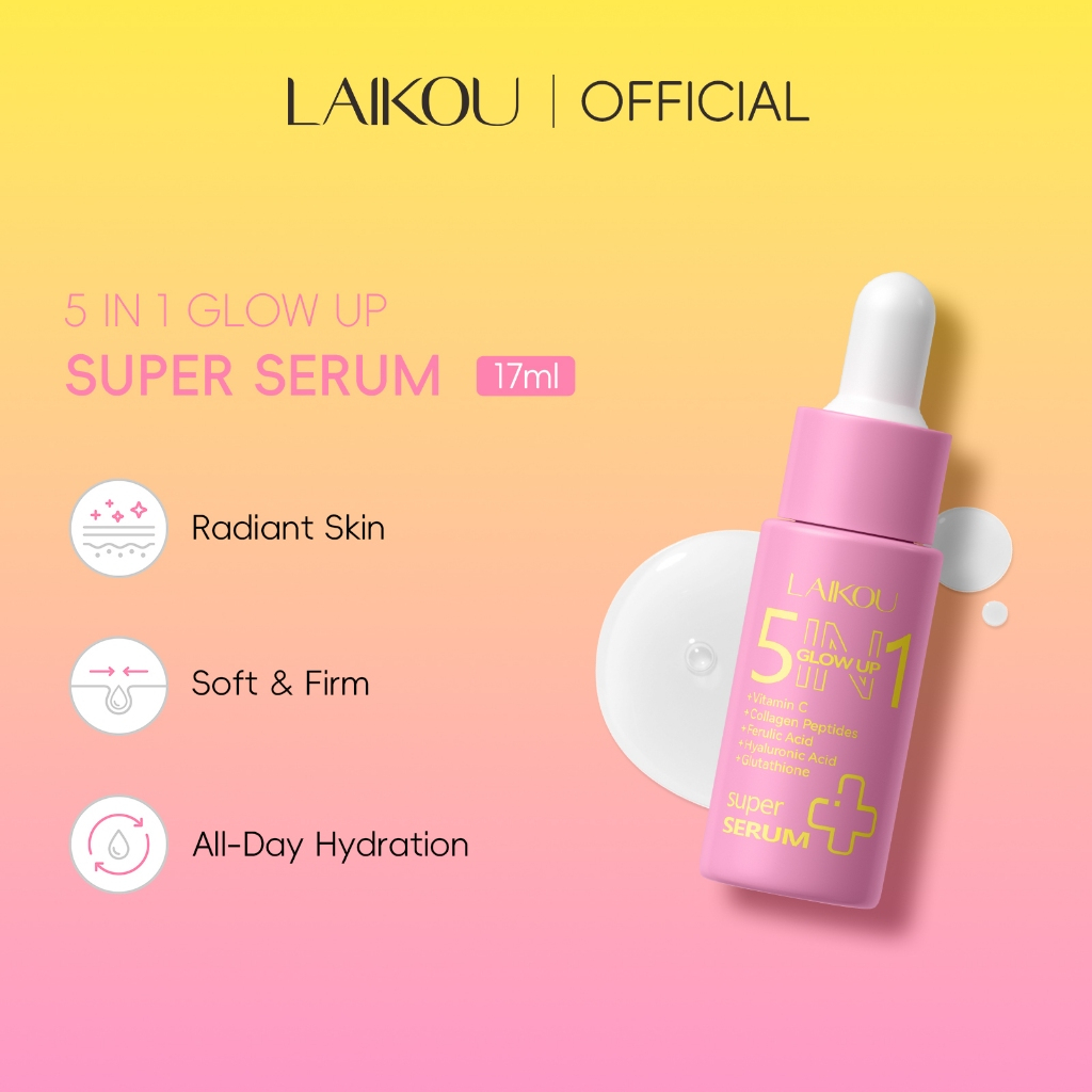 LAIKOU 5-in-1 Glow Up Super Serum with Vitamin C, Hyaluronic Acid, Deep Hydration, Radiant Brightening Formula for Soft, Smooth, Firm, Youthful-Looking Skin, Daily Moisturizing Care, 170ml Facial Skincare Solution - View 3 of 3