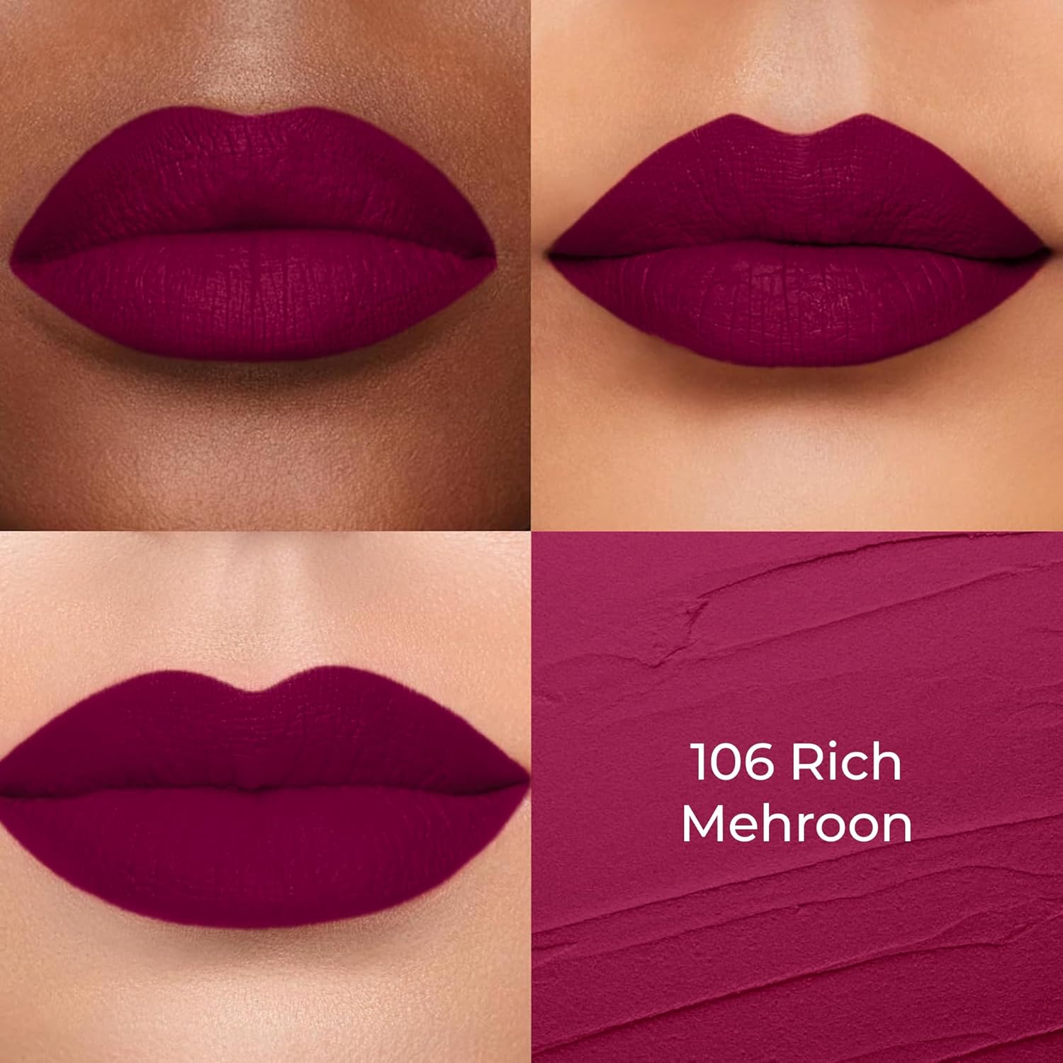 Colors Queen Hold Up Full Day Non-Transfer Matte Lipstick | Long Lasting and Weightless Formula | Intense Color Pay Off | Waterproof Lipstick for Women (106 - Rich Mehroon, 4g) - View 4 of 6