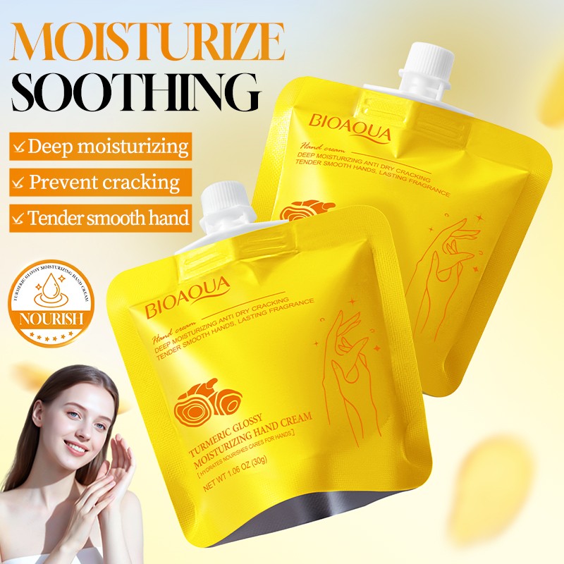 [ROREC] BIOAQUA Turmeric Hand Cream Moisturizing Nourishing Repair Dry Cracked Hands Smooth Brightening Care 30g(FROM MALAYSIA) - View 3 of 3