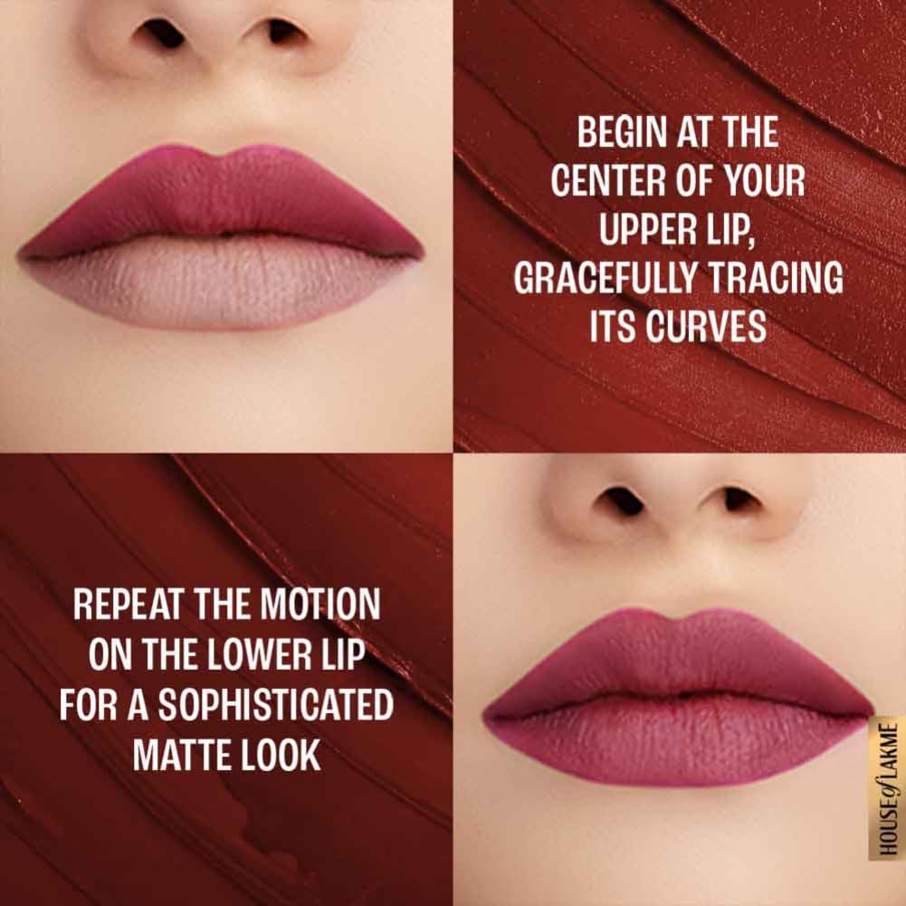 Lakme Forever Matte Lipstick, Waterproof, Non Drying, Creamy Matte Bullet Lipstick Made With French Rose Oil Extracts, Red Crimson, 4.5g - View 4 of 8