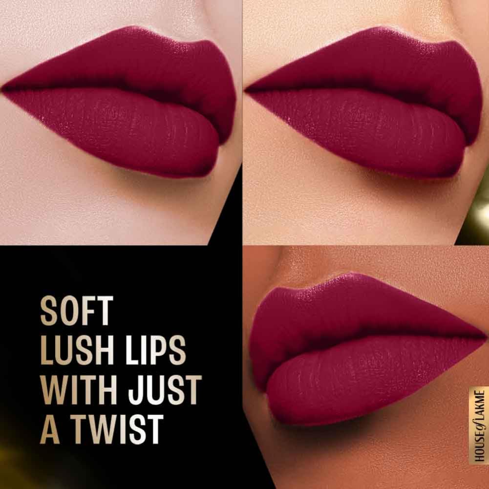 Lakme Forever Matte Lipstick, Waterproof, Non Drying, Creamy Matte Bullet Lipstick Made With French Rose Oil Extracts, Red Crimson, 4.5g - View 7 of 8