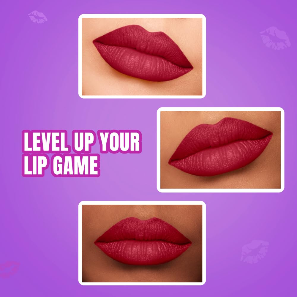 Elle 18 Color Pops Matte Lipstick, Maroon Silk, Moisturising Bullet Matte, with Vitamin E, Highly Pigmented, Infused with Jojoba Oil and Shea Butter | 4.3 g - View 4 of 10