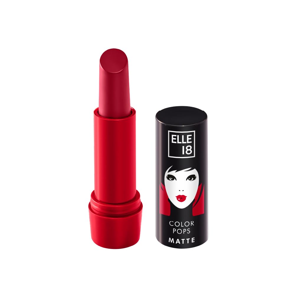 Elle 18 Color Pops Matte Lipstick, Maroon Silk, Moisturising Bullet Matte, with Vitamin E, Highly Pigmented, Infused with Jojoba Oil and Shea Butter | 4.3 g - View 9 of 10