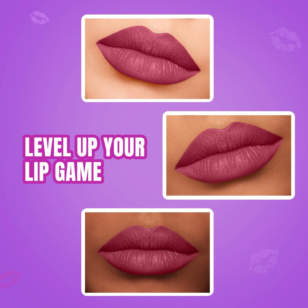 Elle 18 Color Pops Matte Lipstick, Mauve Date, Moisturising Bullet Matte, with Vitamin E, Highly Pigmented, Infused with Jojoba Oil and Shea Butter | 4.3 g - View 4 of 9