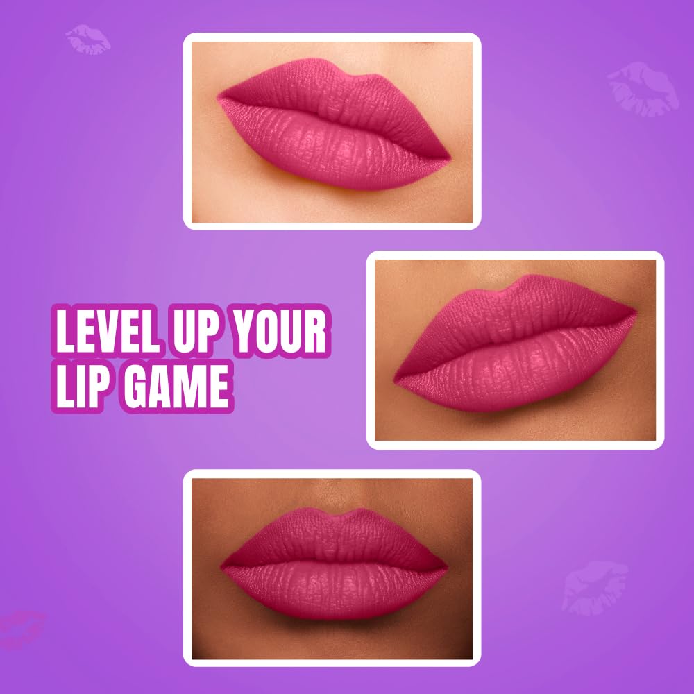 Elle 18 Color Pops Matte Lipstick, Pink Kiss, Moisturising Bullet Matte, with Vitamin E, Highly Pigmented, Infused with Jojoba Oil and Shea Butter | 4.3 g - View 5 of 9