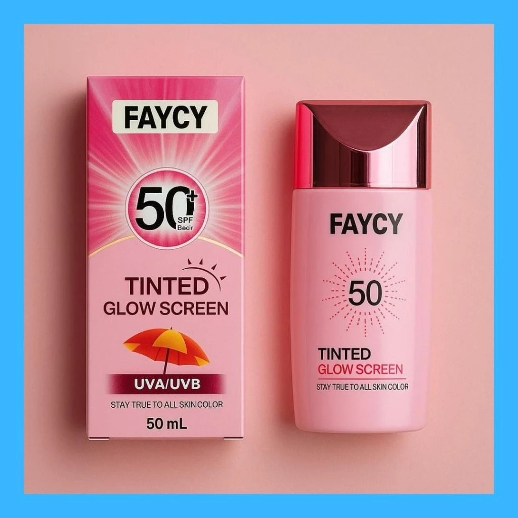 Faycy Tinted Glow Sunscreen SPF50 Broad Spectrum UV Protection for Radiant Skin, Lightweight Tinted Moisturizing Sunblock, Natural Glow Finish Face Sunscreen for Daily Use, Oil-Control Hydrating Skin Care Formula - View 2 of 3