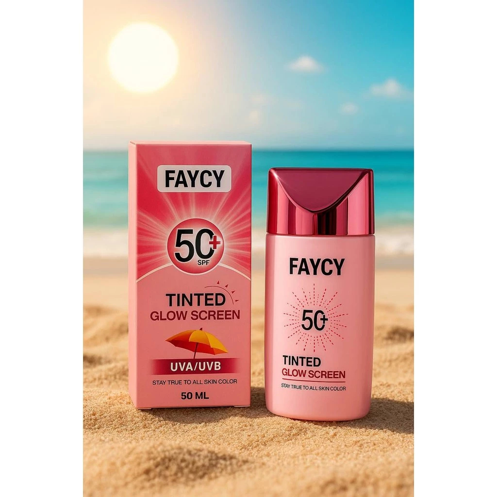 Faycy Tinted Glow Sunscreen SPF50 Broad Spectrum UV Protection for Radiant Skin, Lightweight Tinted Moisturizing Sunblock, Natural Glow Finish Face Sunscreen for Daily Use, Oil-Control Hydrating Skin Care Formula - View 3 of 3