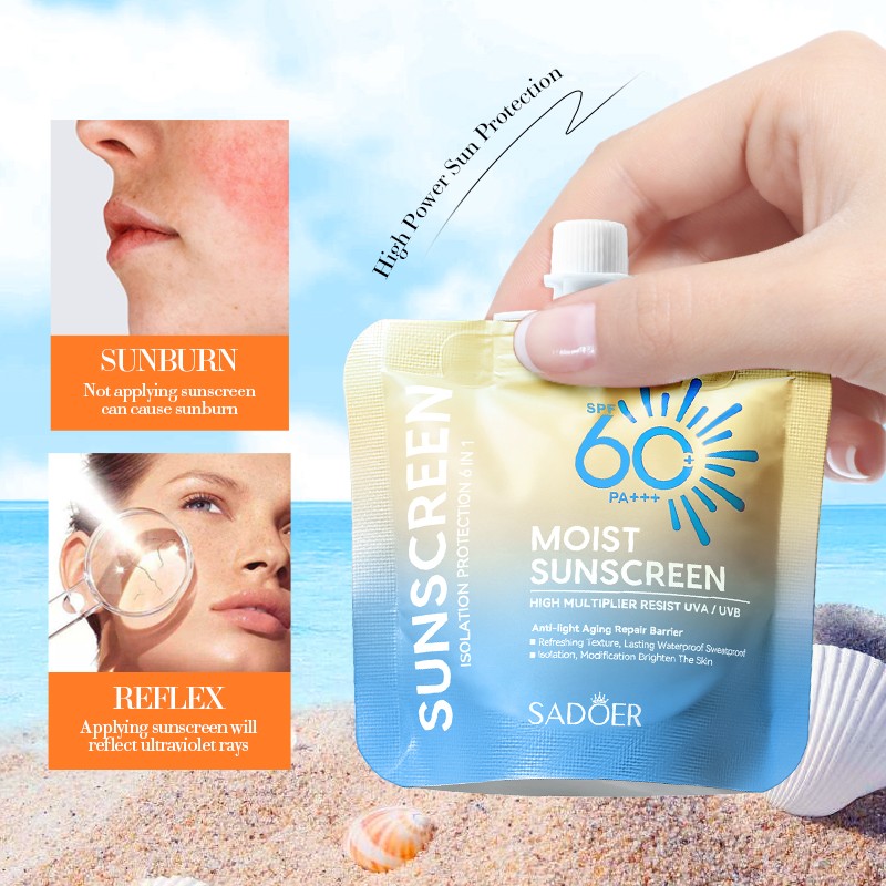 ROREC SADOER SPF60+ PA+++ Moist Sunscreen High Multiplier Resist UVA UVB Anti-Light Aging Repair Barrier Sunblock 30g(FROM MALAYSIA) - View 2 of 3