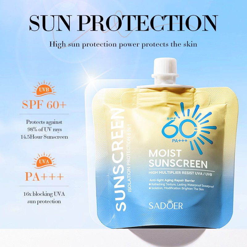 ROREC SADOER SPF60+ PA+++ Moist Sunscreen High Multiplier Resist UVA UVB Anti-Light Aging Repair Barrier Sunblock 30g(FROM MALAYSIA) - View 3 of 3