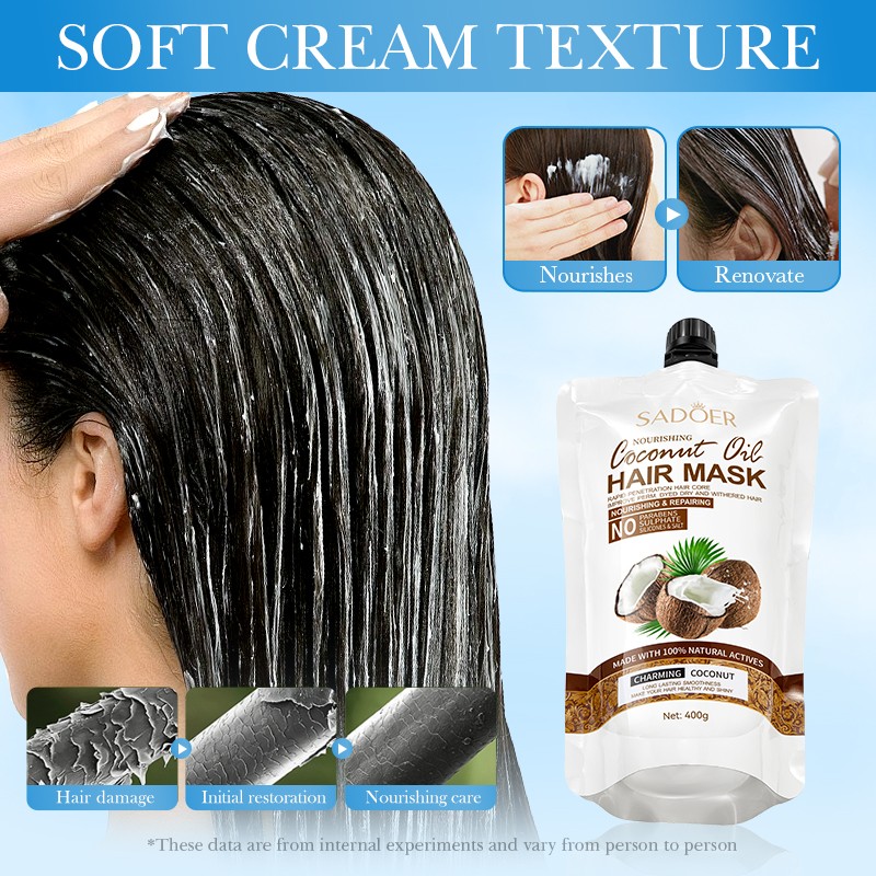 ROREC SADOER Nourishing Coconut Oil Hair Mask Improve Frizz Smooth Hair Repair Hair Mask 400g(FROM MALAYSIA) - View 2 of 3