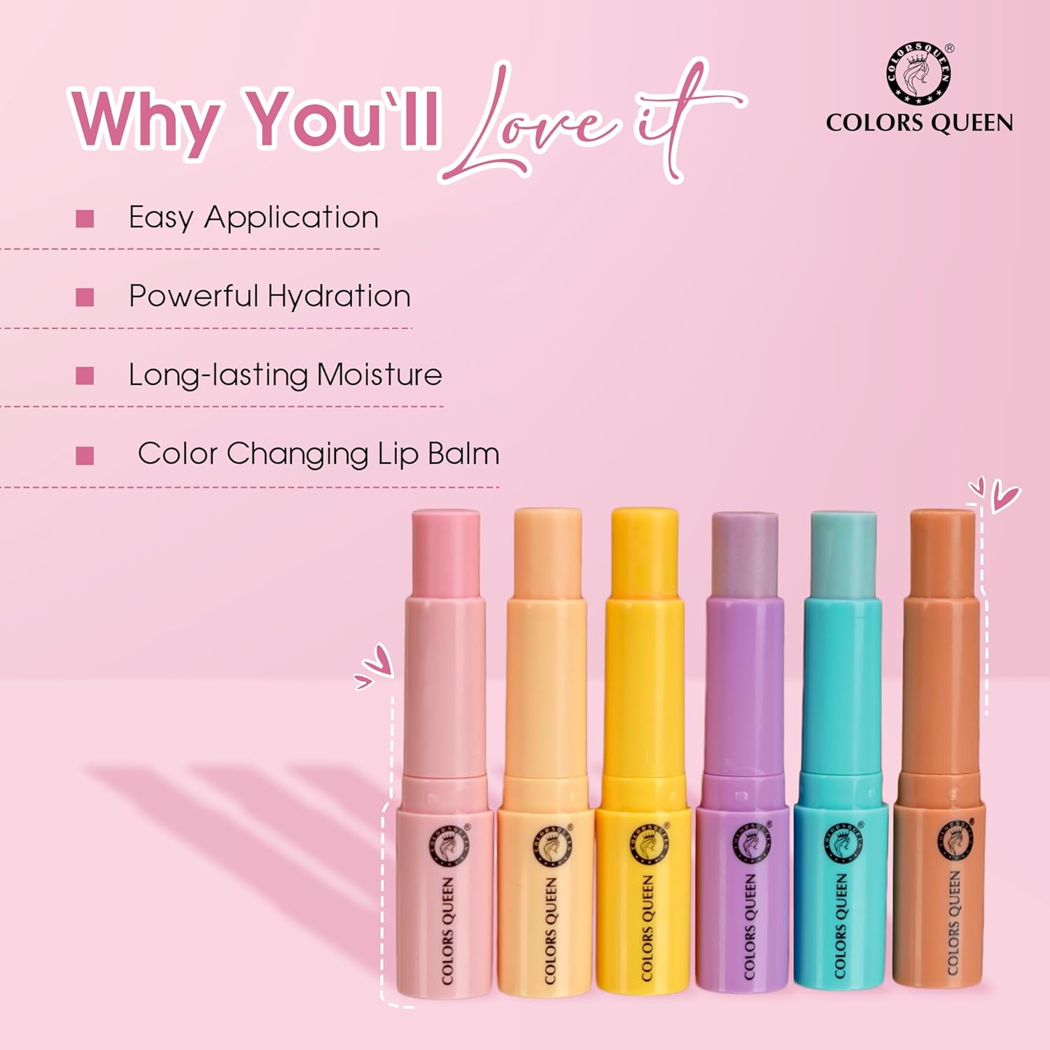 Colors Queen Lip Softner Color Changing Lip Balm for Dry & Chapped Lips Enriched with Jojoba Oil & Olive Oil | Moisturizing & Nourishing Lip Balm (01) - View 3 of 4