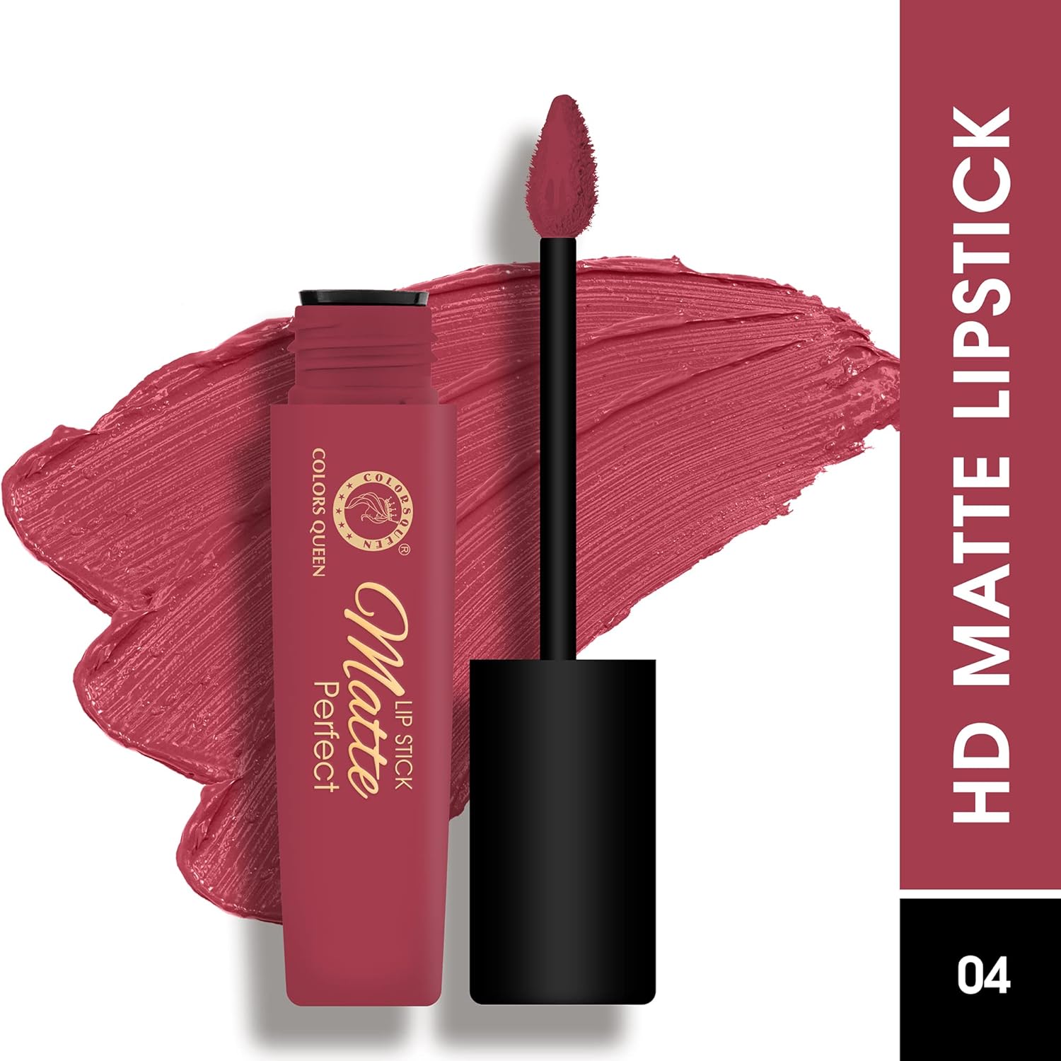 Colors Queen Matte Perfect Lipstick - 100% Non Transfer, Waterproof Matte Lipstick, Liquid Lipstick Matte, 18 hour Stay, Long Lasting Matte Lipstick for women (04 - Party Pink) - View 6 of 6