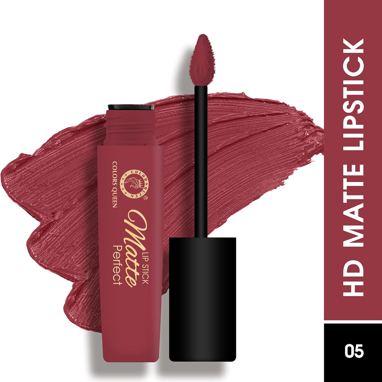 Colors Queen Matte Perfect Lipstick - 100% Non Transfer, Waterproof Matte Lipstick, Liquid Lipstick Matte, 18 hour Stay, Long Lasting Matte Lipstick for women (05 - Pomegranate Pink) - View 6 of 6