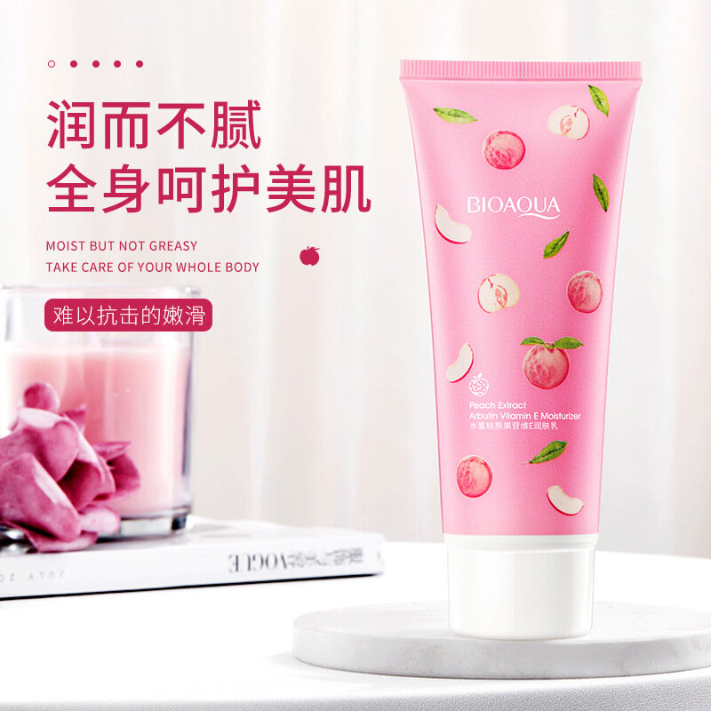BIOAQUA Peach Extract Vitamin E Moisturizing Body Lotion 100g Gentle Fresh Skincare Lotion for Smooth Soft Delicate Skin, Nourishing Hydrating Daily Body Care with Lightweight Non-Greasy Formula - View 2 of 3