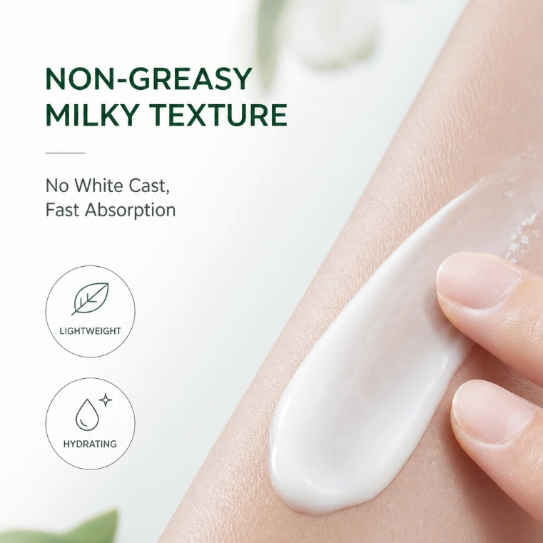 SKIN1004 Madagascar Centella Tea-Trica Soothing Sun Milk 50ml lightweight soothing sunscreen with Tea Tree and Centella Asiatica providing SPF protection oil control hydration and calming care for sensitive acne-prone skin daily. - View 3 of 3