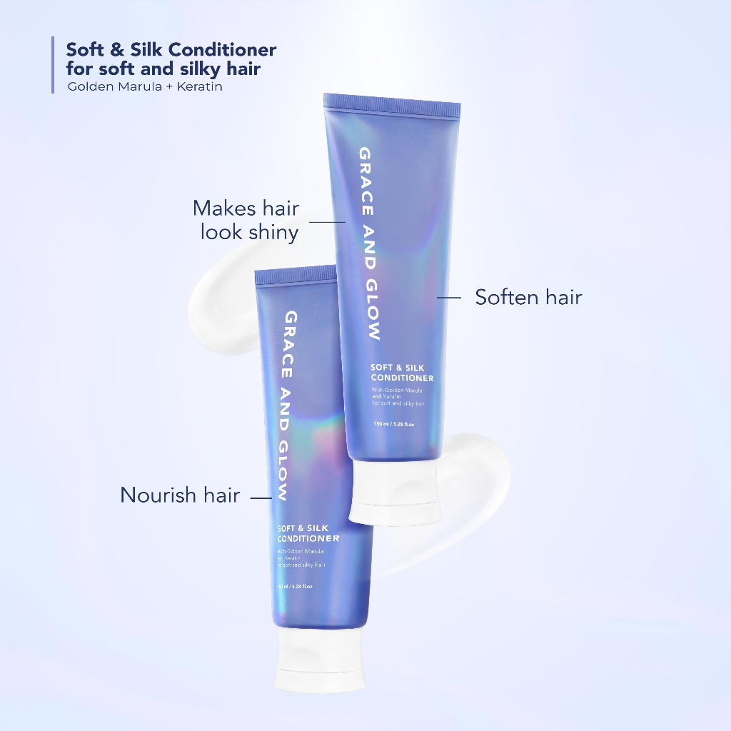 Grace and Glow Soft & Silk Conditioner with Golden Marula and Keratin nourishing hair conditioner for soft silky smooth manageable hair helping reduce frizz dryness and damage with lasting hydration care. - View 3 of 3